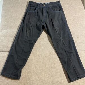 RichKid Jeans Baggy Y2K Black Jeans Men 38X32 Blue Stitch Hip Hop Denim Wide Leg
